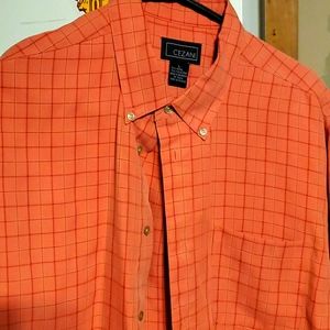 button down orange shirt by cezani size L